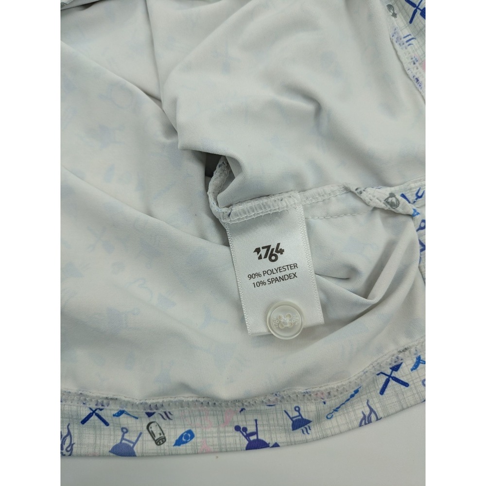 1764 Polo Shirt Men's Large Blue Lightweight Performance, All-Over Print BBQ - Picture 4 of 9